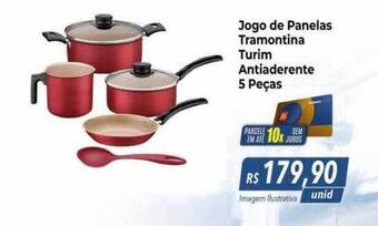 Hiper Moreira Jogo de panelas tramontina turim antiaderente 5 peças oferta