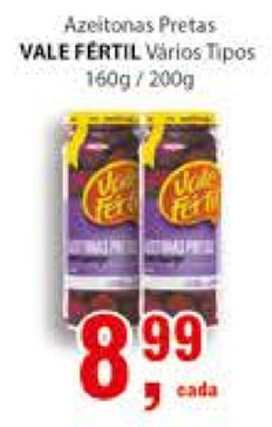 Azeitonas Pretas Vale Fertil 160g/200g