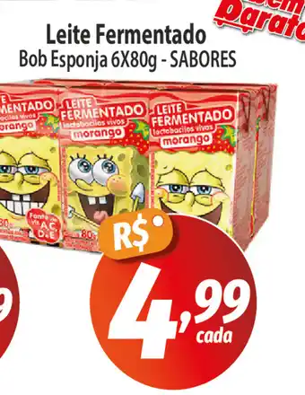 Supermercado Bem Barato Leite fermentado Bob Esponja 6x80g sabores oferta