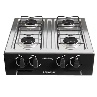 Benoit Fogão a gás braslar asiático 4 bocas preto sem forno oferta