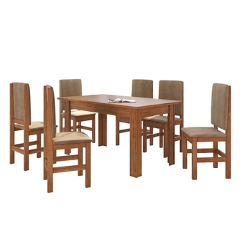 Benoit Conjunto zamarchi mesa mdp com 6 cadeiras estofadas oferta