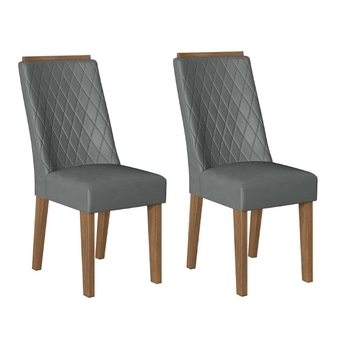 Benoit Conjunto duas cadeiras estofadas celta rubi 03a chumbo com cedro oferta