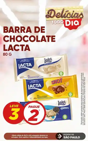 Dia Barra de Chocolate Lacta 80g oferta