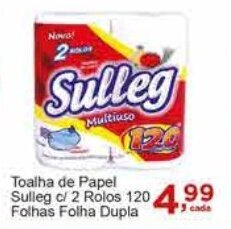 Rossi Supermercado Toalha de papel Sulleg c/ 2 rolos 120 folhas folha dupla oferta
