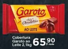 Rossi Supermercado Cobertura Garoto ao Leite 2, 1kg oferta