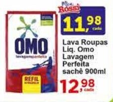 Rossi Supermercado Lava roupas Líq. Omo Lavagem Perfeita sachê 900ml oferta