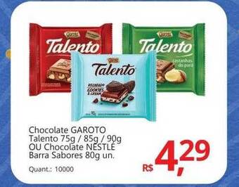 Supermercados Koch Chocolate garoto talento ou chocolate nestlé barra sabores oferta