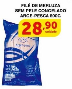 Roldão Filé de merluza sem pele congelado argen-pesca 800g oferta