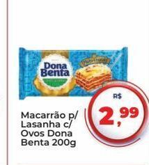 Tonin Superatacado Macarrão p/ lasanha c/ ovos dona benta 200g oferta