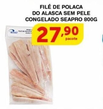 Roldão Filé de polaca do alasca sem pele congelado seapro 800g oferta