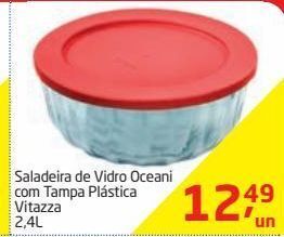 Tenda Atacado Saladeira de vidro oceani com tampa plástica vitazza 2,4l oferta