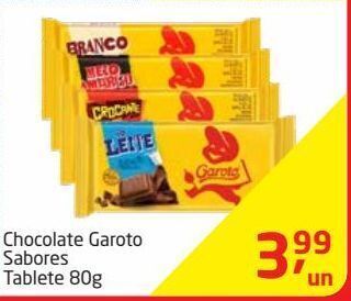 Tenda Atacado Chocolate garoto sabores tablete 80g oferta