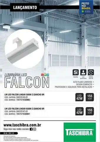 Luminária de teto led sobrepor falcon 42w luz branca taschibra