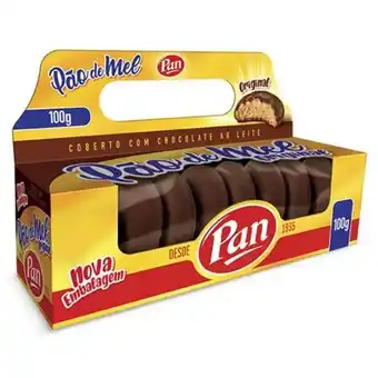 Biscoito doce pão de mel original com cobertura de chocolate pan pacote 100g