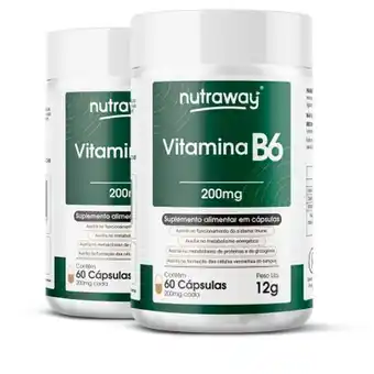 Pão de Açúcar Kit 2 vitamina b6 - 200mg nutraway 60 cápsulas oferta