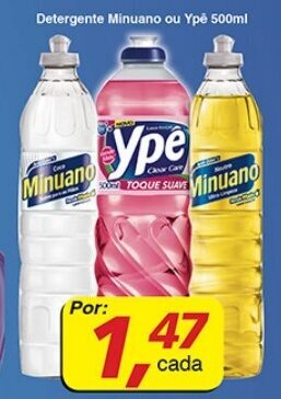 Supermercados Guanabara Detergente Minuano ou Ype 500ml oferta