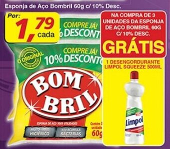Supermercados Guanabara Esponja de Aco Bombril 60g c/10% Desc. oferta
