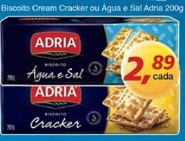 Supermercados Guanabara Biscoito Cream Cracker ou Agua e sal Adria 200g oferta