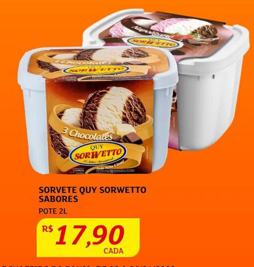 Supermercado Santa Fé  SORVETE SORWETTO 3 CHOCOLATES 2LT