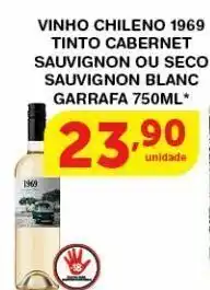 Roldão Vinho chileno 1969 tinto cabernet sauvignon ou seco sauvignon blanc garrafa 750ml oferta