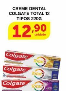 Roldão Creme dental colgate total 12 tipos 220g oferta
