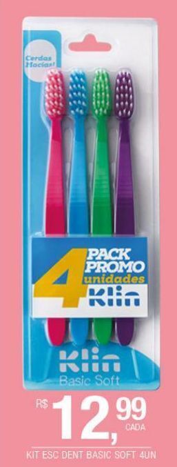 DB Supermercados Kit escova dental basic soft 4un oferta