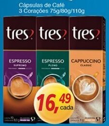 Supermercados Guanabara Capsulas de Cafe 3 Coracoe 75g/80g/110g oferta