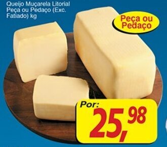 Queijo Mucarela Litoral peca pu pedaco 1kg