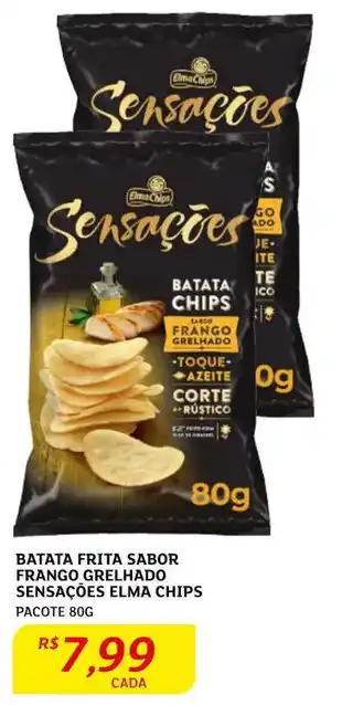 Assaí Atacadista Batata Frita Sabor Frango Grelhado Sensações Elma Chips 80g oferta