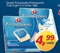 Supermercados Guanabara Queijo Processado Polenguinho Trad/ Light c/ 4 unids. 68g oferta
