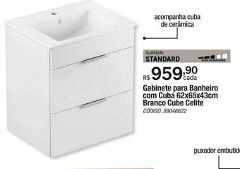 Leroy Merlin Gabinete para banheiro com cuba 62x65x43cm branco cube celite oferta