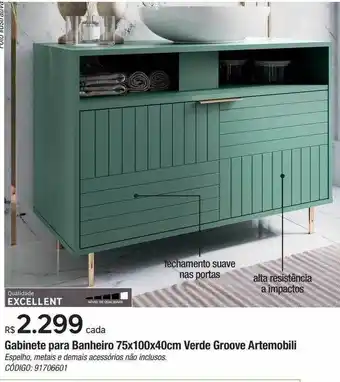 Leroy Merlin Gabinete banheiro 75x100x40cm verde groove artemobili oferta