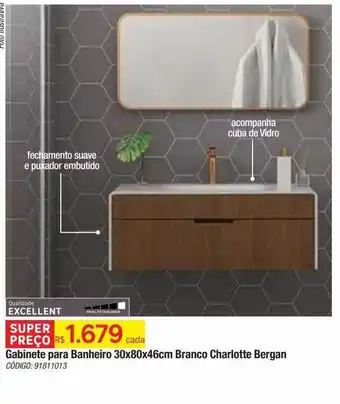 Leroy Merlin Gabinete para banheiro 30x80x46cm branco charlotte bergan oferta
