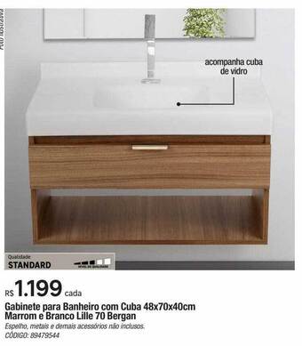 Leroy Merlin Gabinete para banheiro com cuba 48x70x40cm marrom e branco lille 70 bergan oferta