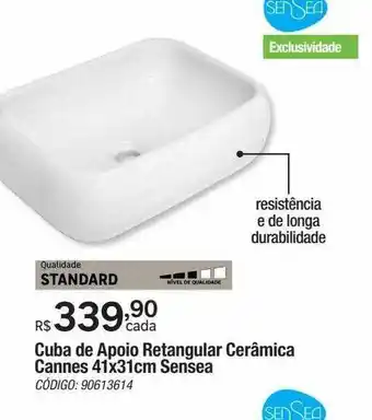 Leroy Merlin Cuba de apoio retangular cerâmica cannes 41x31cm sensea oferta