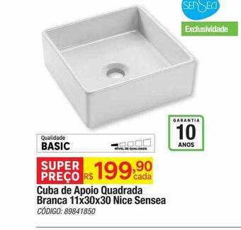 Leroy Merlin Cuba de apoio quadrada branca 11x30x30 nice sensea oferta