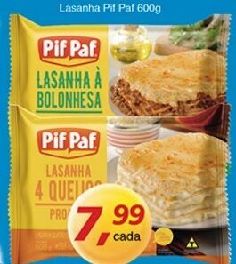 Supermercados Guanabara Lasanha Pif Paf 600g oferta