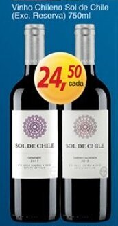 Supermercados Guanabara Vinho Chileno Sol de Chile (exc, Reserva) 750ml oferta