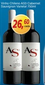 Supermercados Guanabara Vinho Chileno AS3 Sauvignon Varietal 750ml oferta