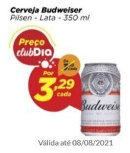 Dia Cerveja Budweiser 350ml oferta