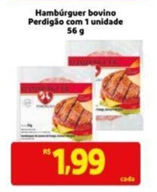Hambúrguer Bovino Perdigão com 1 unidades 56g