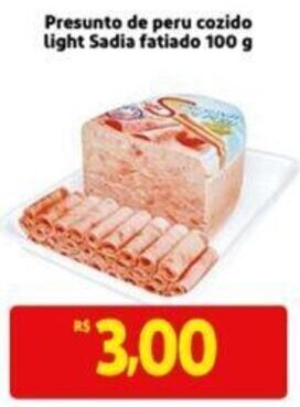 Extra Supermercado Presunto de Peru Cozido Light Sadia Fat. 100g oferta