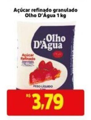 Açúcar Refinado Granulado Olho D'Água 1kg