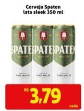 Extra Supermercado Cerveja Spaten lata Sleek 350ml oferta