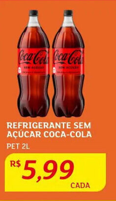 Assaí Atacadista Refrigerante sem açúcar Coca Cola 2L oferta