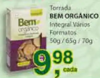 Supermercados Mundial Torrada Bem Organico 50g/65g/70g oferta
