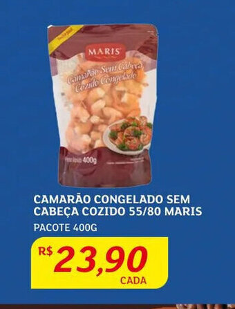 Camarão Congelado Sem Cabeça Cozido 55/80 Maris 400g