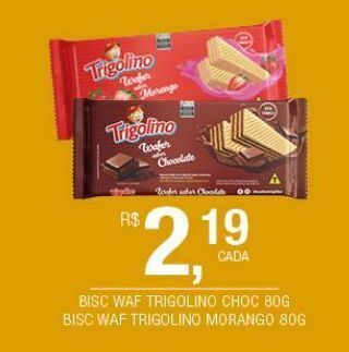 DB Supermercados Biscoito wafer trigolino choc 80g oferta