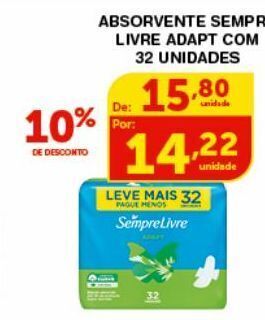 Roldão Absorvente sempre livre 32un oferta