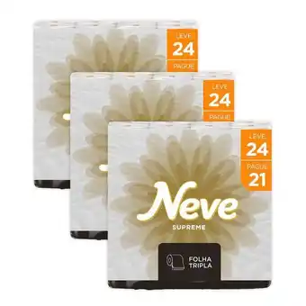 Papel higiênico folha tripla neutro neve supreme 20m pacote leve 24 pague 21 unidades
